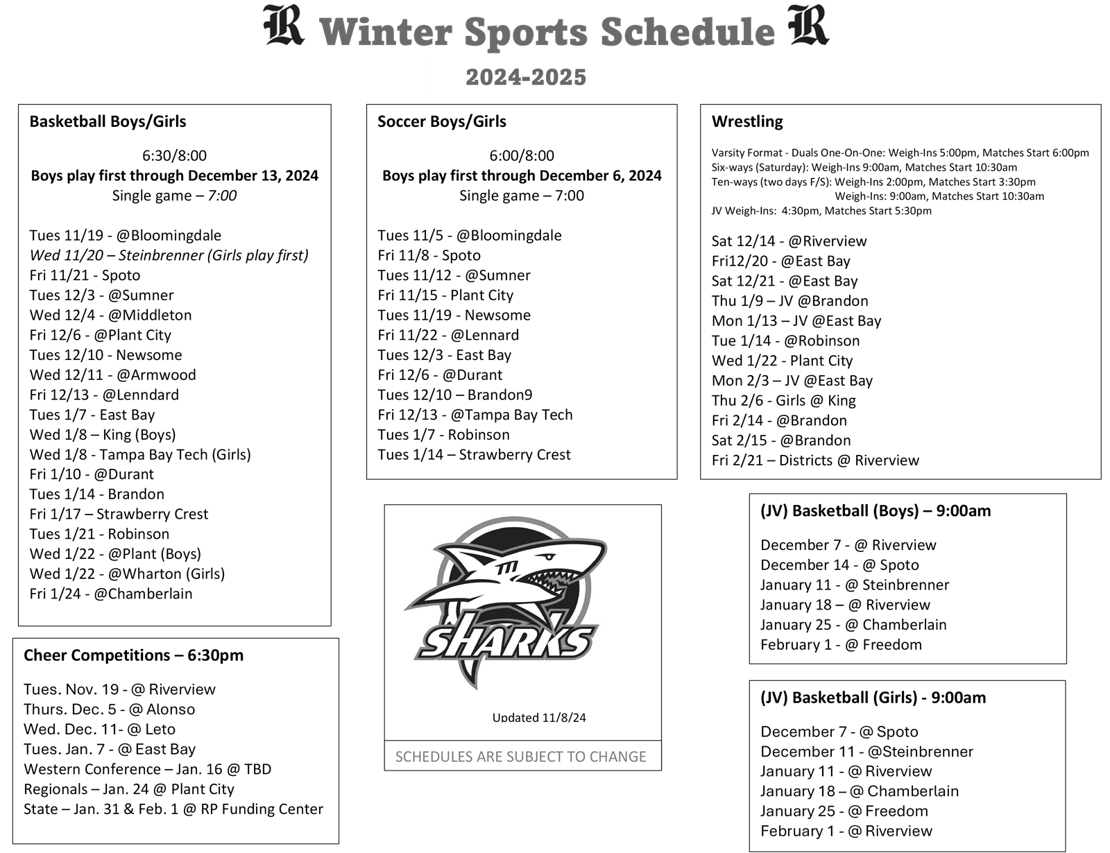 sports schedule
